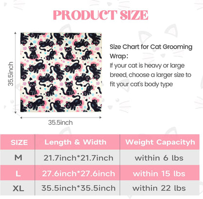 35.4“ Cat Wrap for Cutting Nails Self-Adherent Fabric Cat Wrap for Grooming Cat Restraint for Nail Clipping Anti-Escape Cat Calming Wrap Within 22lbs