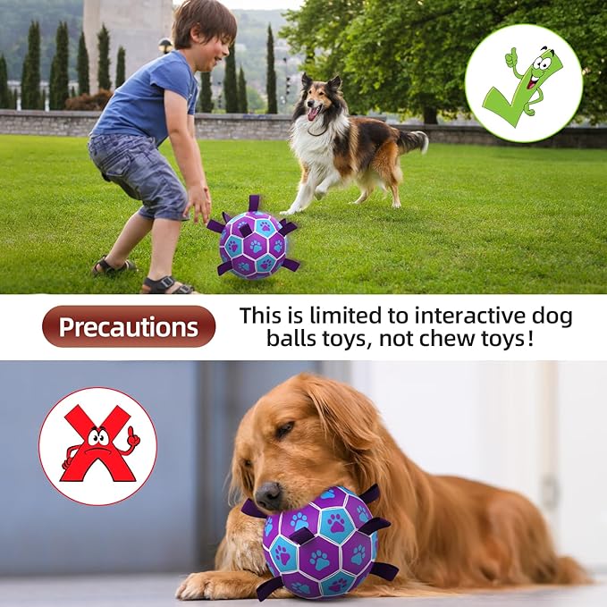 QDAN Dog Toys Soccer Ball - Durable Dog Balls with Strap for Medium Small Dogs, Puppy Birthday Gifts, Dog Tug Toy for Tug of War (8 Inch)