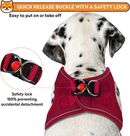 Dog Harness with Leash Set, No-Pull Step-in Reflective Pet Harness with 1 Leash Clips, Adjustable Soft Padded Easy Walk Dog Vest for Small Medium Large Dogs, Cats(Bright Red, Small)