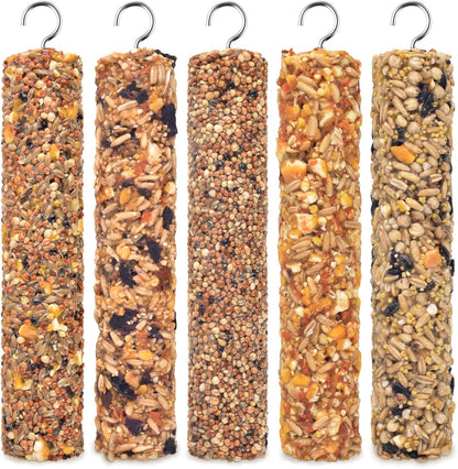 KATUMO Parrot Treats 5 PCS Bird Crunch Sticks Cockatiel Treats Parakeet Snacks Conure Food Sticks for Parakeet Cockatiel Canary Finch Lovebird Conure Lorikeet Parrots