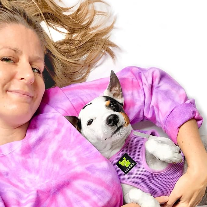 EcoBark Small Dog Harness - Step in Reflective Soft Luxury Mesh Ultra Padded Harness for Puppies, Toy Breeds, and Small Dogs - Comfortable & Secure Halter - Adjustable Pet Vest Wrap (Small, Lavender)