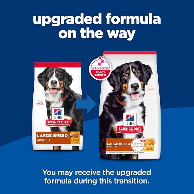 Hill's Science Diet Large Breed Adult Dry Dog Food 1-5, Quality Protein for Joint Support & Lean Muscles, Chicken & Barley, 15 lb. Bag