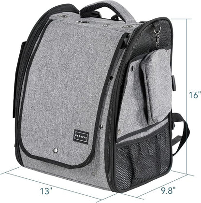 Petsfit Bird Carrier Medium Size with Stainless Steel Bowl, Parrot Backpack Includes Slide Tray for Easy Cleaning, 13" x 10" x 16"