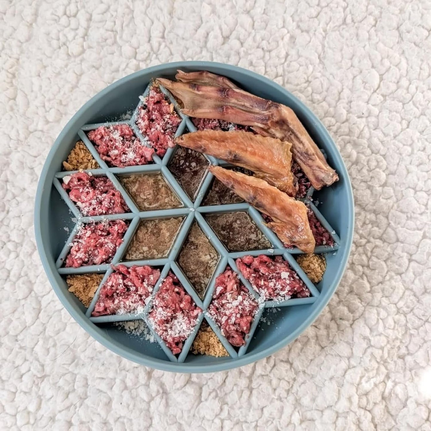 OHMO Slow Feeder Dog Bowls (Diamond, 8" Celestial) Enrichment Toy Soft Silicone Food Safe Feeding Bowl Non Slip Suction Cup for All Breed Pet, Cat Slow Down Eating Dishes, Boredom and Anxiety Reducer