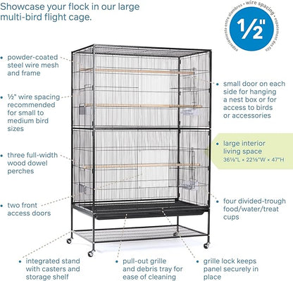 Prevue Hendryx F050 Pet Products Wrought Iron Flight Cage, X-Large, Hammertone Black