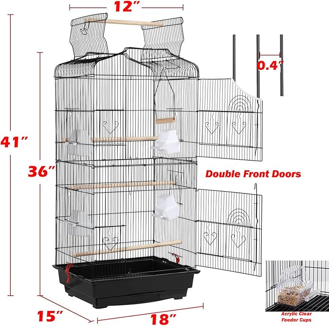 Large 36-Inch Portable Bird Flight Cage for Canary Parakeet Cockatiel Lovebird Finch Small Parrot Budgies Travel Bird Cage