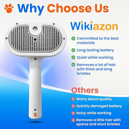 Pet Steam Brush For Cat & Dog - Pets Spray Hair Removal Comb - Cats Indoor Shedding & Grooming Mist Tool - Water Steamer Brushes for Long & Short Haired Dogs - Spritz Defur Comb (White Pro)