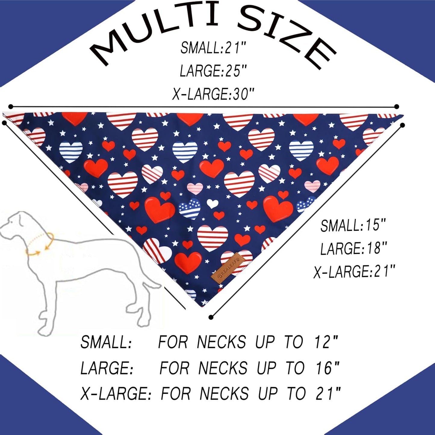 Realeaf 4th of July Dog Bandanas 2 Pack, Reversible American Flag Pet Scarf for Boy and Girl, Premium Durable Fabric, Patriotic Bandana for Large and XLarge Dogs (X-Large)