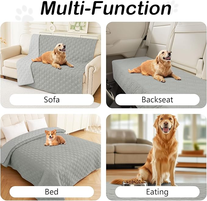 hyha Waterproof Dog Bed Blanket, Soft Pet Blankets, Waterproof Couch Cover for Dogs, Reversible Sofa Covers Washable for Furniture (40x50 Inch, Grey/Light Grey)