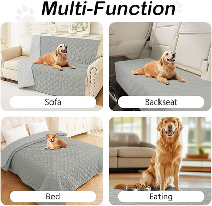 hyha Waterproof Dog Bed Blanket, Soft Pet Blankets, Waterproof Couch Cover for Dogs, Reversible Sofa Covers Washable for Furniture (40x50 Inch, Grey/Light Grey)