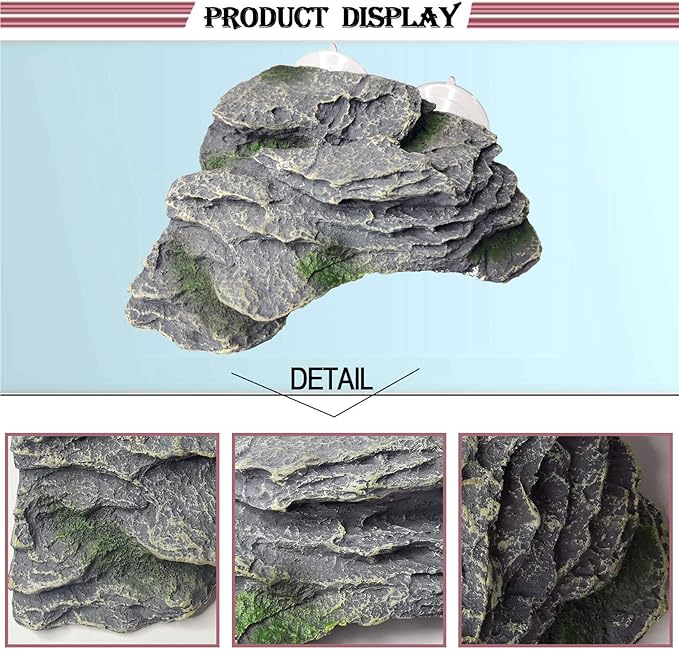 PINVNBY Basking Platform for Turtles Tortoise Dock Resin Resting Rock Reptile Habitat Climbing Ornament Floating Ledge Aquarium Decoration with 2 Pcs Suction Cups for Frogs, Newts,Lizard(3 Pcs)