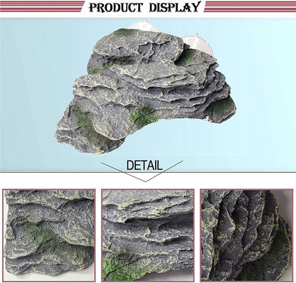 PINVNBY Basking Platform for Turtles Tortoise Dock Resin Resting Rock Reptile Habitat Climbing Ornament Floating Ledge Aquarium Decoration with 2 Pcs Suction Cups for Frogs, Newts,Lizard(3 Pcs)