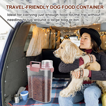 TBMax Portable Dog Food Storage Container 5 to 7 Lbs, Airtight Cat Food Container with Large Spout & Cup, Pet Food Storage Dispenser for Small Animal Kibble Storage, Dog Treat Bird Seed Container