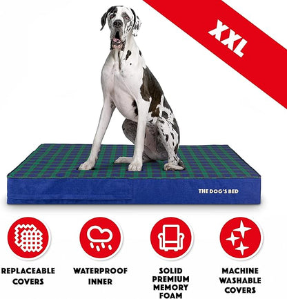 The Dog’s Bed Orthopedic Memory Foam Dog Bed, XXL Black Watch Tartan, Pain Relief for Arthritis, Hip & Elbow Dysplasia, Post Surgery, Lameness, Supportive, Calming, Waterproof Washable Cover