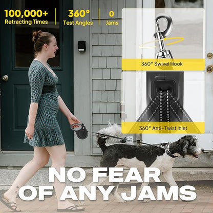 Fida Heavy Duty Retractable Dog Leash,16 ft Dog Walking Leash for Small Medium Dogs up to 44 lbs, Tangle Free. (Medium, Black)