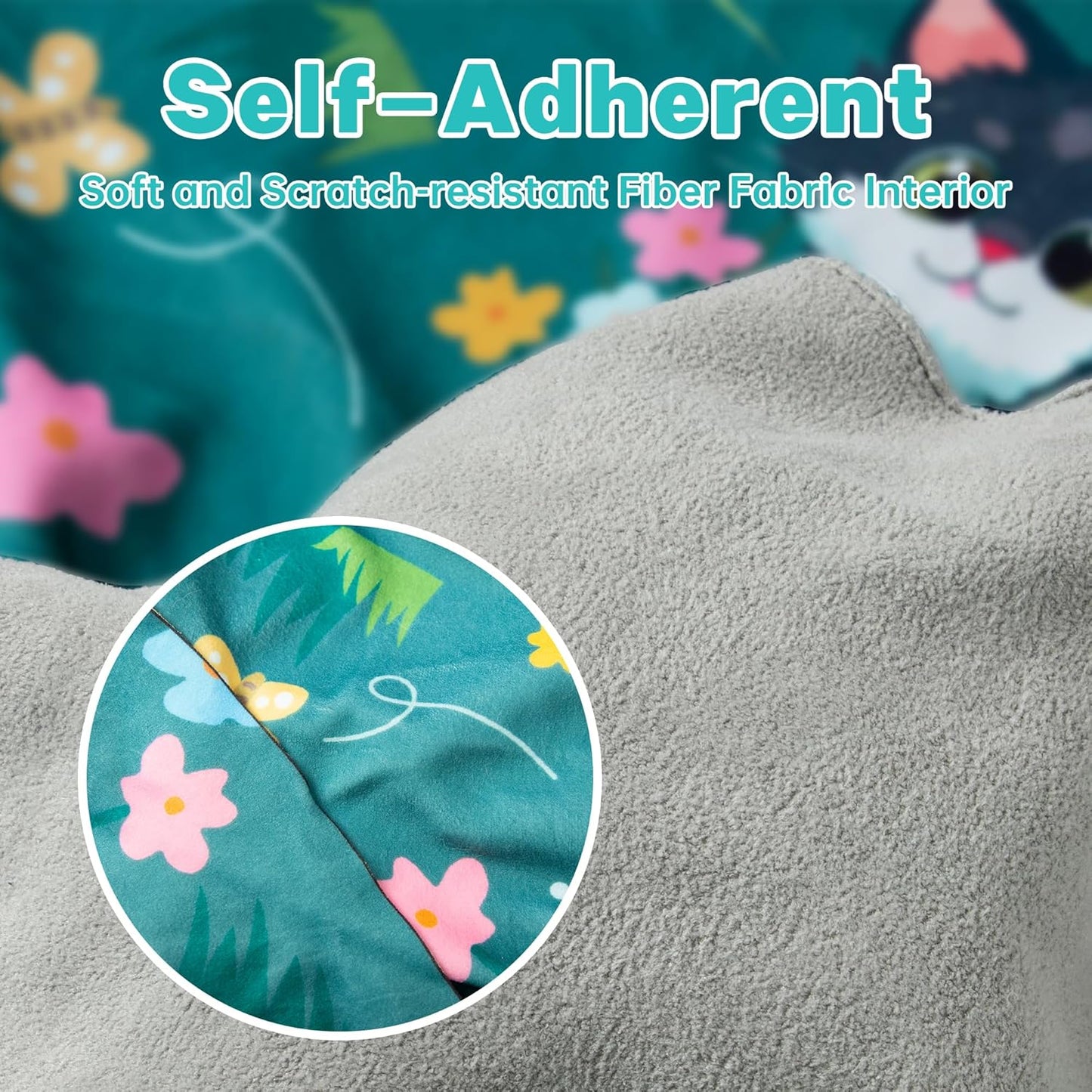 Cat Grooming Wrap, Cat Wrap for Cutting Nails, Self-Adherent Fabric Wrap for Cats, Cat Burrito Wrap Anti-Scratch, Anti-Escape, Multifunctional Swaddle Wrap Pet Tool 35.4×35.4"