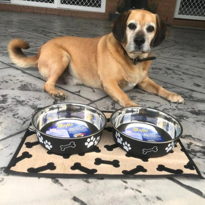 Loving Pets Bella Dog Bowls- Stainless Steel Dog & Cat Bowls - Spill Proof Dog Food Bowl, Cat Bowl, Puppy Essentials & Pet Supplies Great for Home & Travel (Medium 20-35 lbs, Espresso)