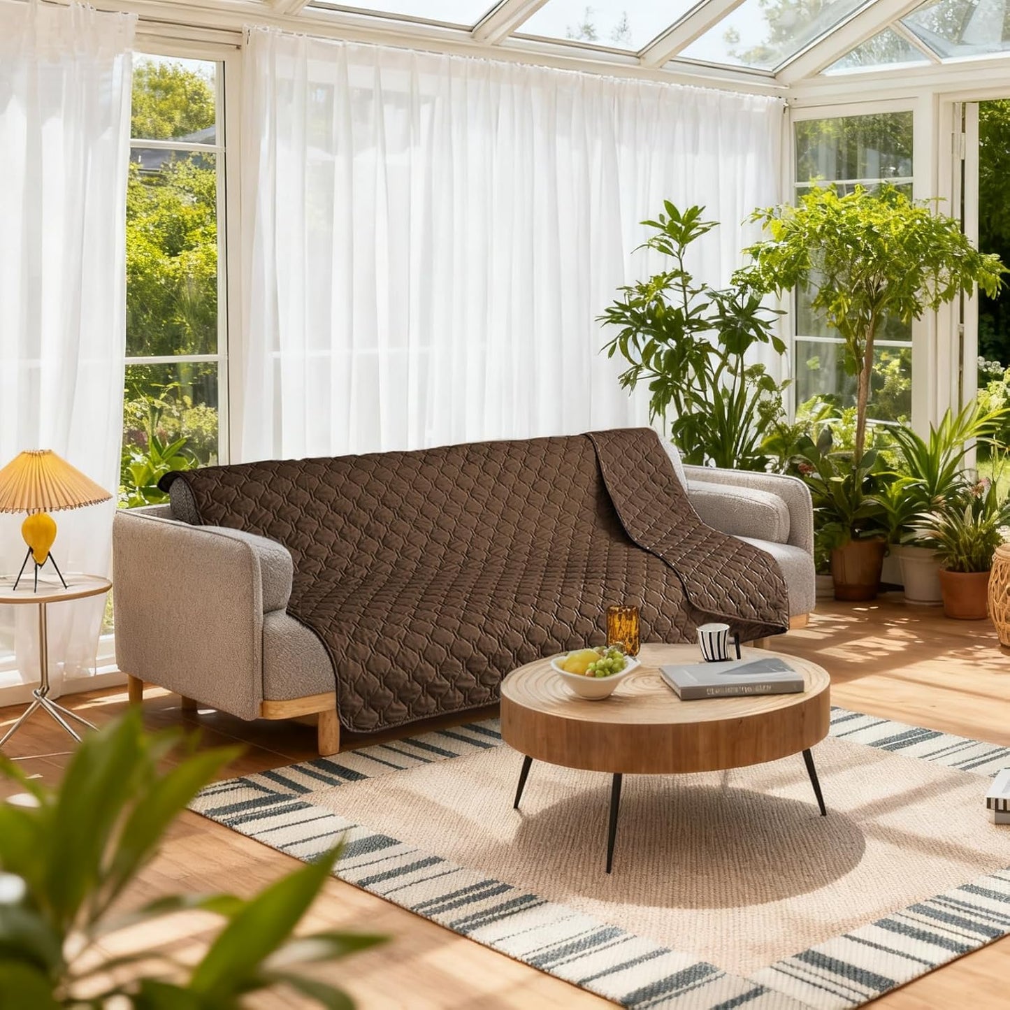 gogobunny 3X Stronger Waterproof Pet Blanket, Scratch Proof Furniture Protector for Dogs Cats, Reversible Cover 68x82 Inch, Dark Chocolate