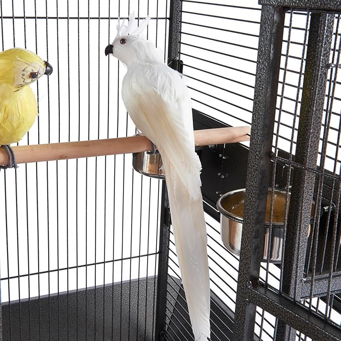 61 Inch Wrought Iron Large Bird Flight Cage with Rolling Stand for Budgie Parakeet Conure 18" L x 18" W x 61" H