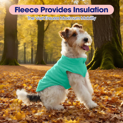 FUAMEY Dog Fleece Vest for Large Dogs,Warm Stretchy Dog Sweatshirts Pullover with Leash Hole Dogs Sweater Soft Pet Turtleneck Cozy Pet Vest Lightweight Sleeveless Cyan XXL
