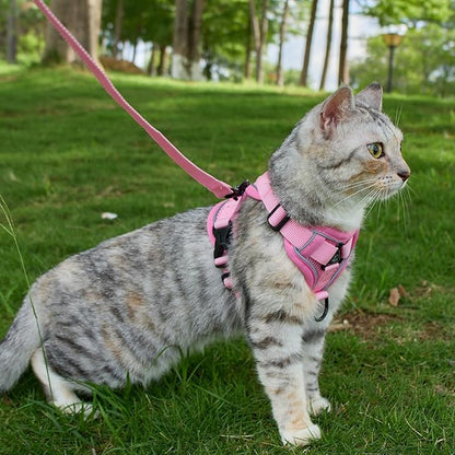 Cat Harness and Leash Set Escape Proof Tactical Medium Kitten Harness Emotional Support Cat Vest, Pink, M