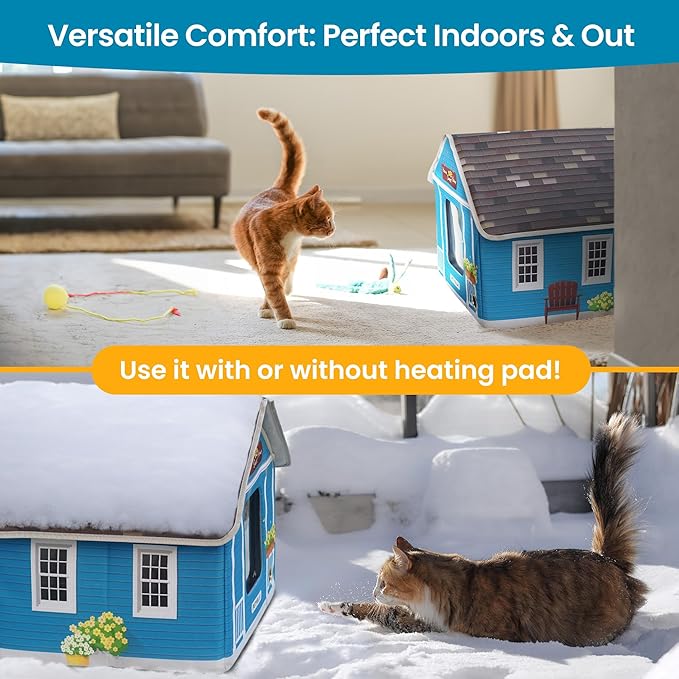 Weatherproof Heated Cat Shelter - Outdoor Heated Cat House - Waterproof