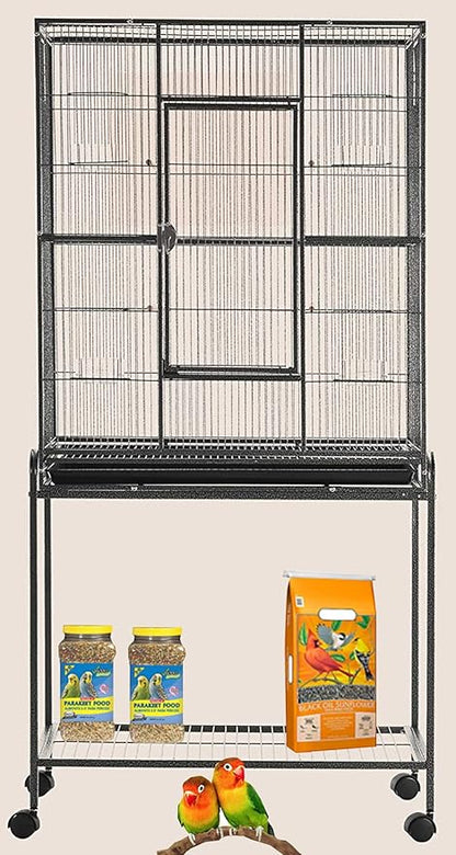 54" Pet Products Large Wrought Iron Breeder Bird Flight Cage Side Breeding Nest Doors with Removable Rolling Stand