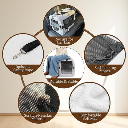 Extra Large Cat Carrier for 2 Cats Indoor and Outdoor Uses Car Travel Portable Bag with Water Bottle Slot Ideal for Long Trips (Grey, 24.0" L x 16.5" W x 16.5" H)