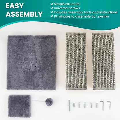 Cat Scratching Post 32 Inch for Indoor Large Cats and Kitten, Nature Sisal Tall Cat Scratch Post, Sisal Cat Scratcher Improve Cat's Scratching Habits and Protect Your Furniture, Dark Grey