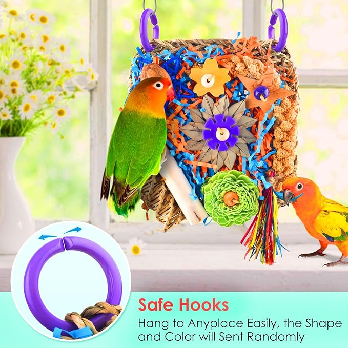 KATUMO Bird Toys, Cockatiel Foraging Shredder Toys for Parakeet Lovebird Budgie Parrotlet Conure Small-Medium Bird cage Accessories