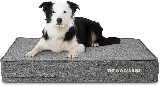 The Dog’s Bed Orthopedic Memory Foam Dog Bed, Large Grey Linen, Pain Relief for Arthritis, Hip & Elbow Dysplasia, Post Surgery, Lameness, Supportive, Calming, Waterproof Washable Cover