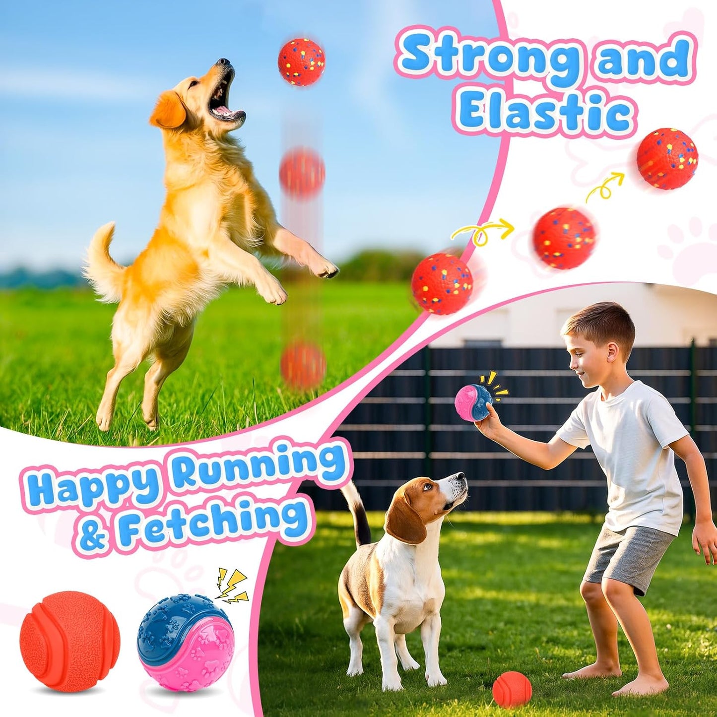 Dog Balls 6 Pack, Puppy Toys for Small & Medium Dogs, Interactive Dog Fetch Ball, Squeaky Chew Toys for Teeth/Slow Feeder/IQ Training/Playing, Dog Toys to Keep Them Busy