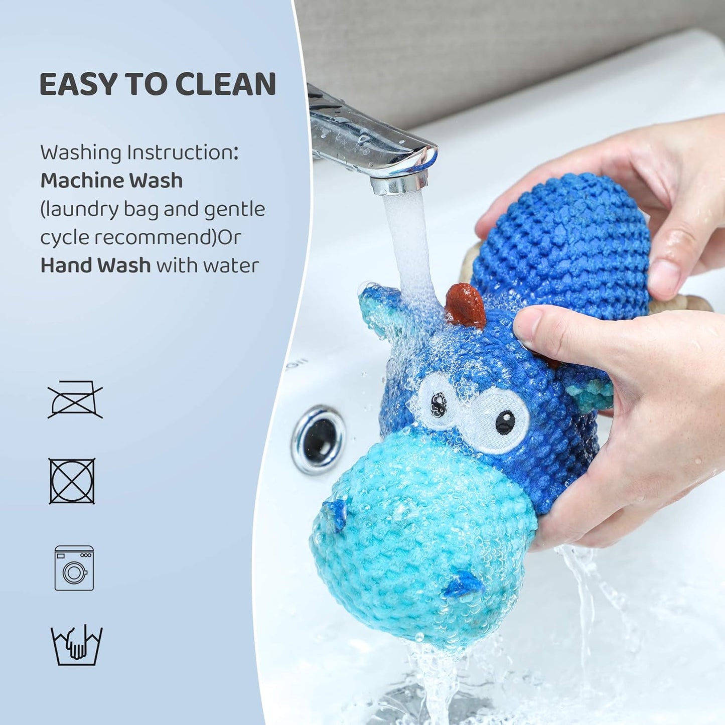 IOKHEIRA Dog Plush Toy for Large Aggressive Chewers,Indestructible Dog Squeaky Toys,Stuffed Animals Toys with Cotton Material and Crinkle Paper,Durable Chewing Toys (Royal Blue, Cattle)