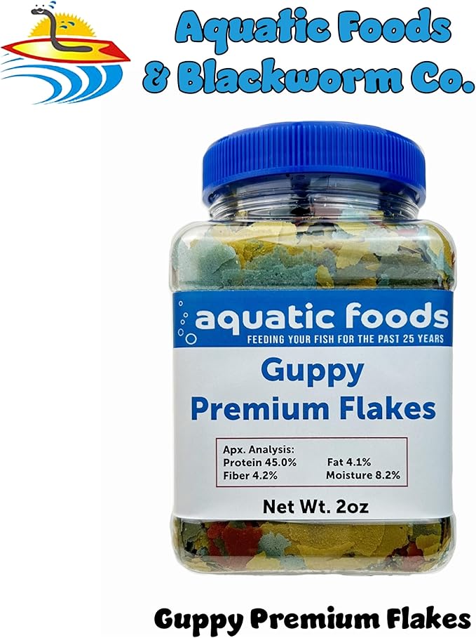 Aquatic Foods Inc. Premium Guppy and Endler Flake Food Also for Tetras, Zebras, All Nano and Micro Fish Also Pellet Mix, Wafer Mix Included…2oz