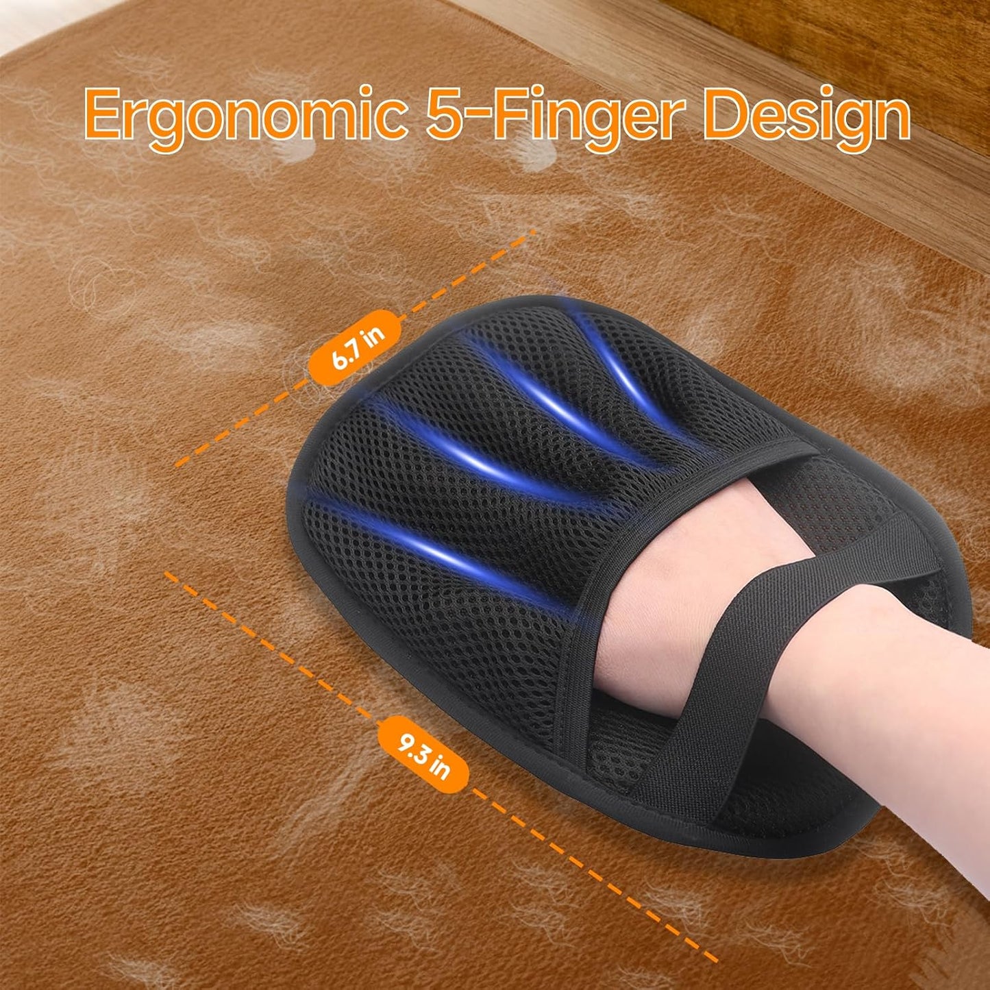 2-in-1 Pet Grooming Glove & Fabric Hair Remover - Reusabie, Silicone Massage Bristles,Static Adhesion for Quiuck Shedding Control,Safe for Dogs & Cats（Big）