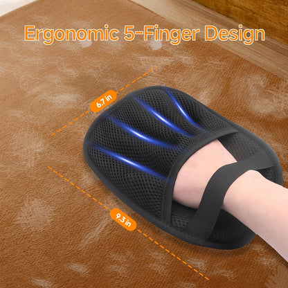 2-in-1 Pet Grooming Glove & Fabric Hair Remover - Reusabie, Silicone Massage Bristles,Static Adhesion for Quiuck Shedding Control,Safe for Dogs & Cats（Big）