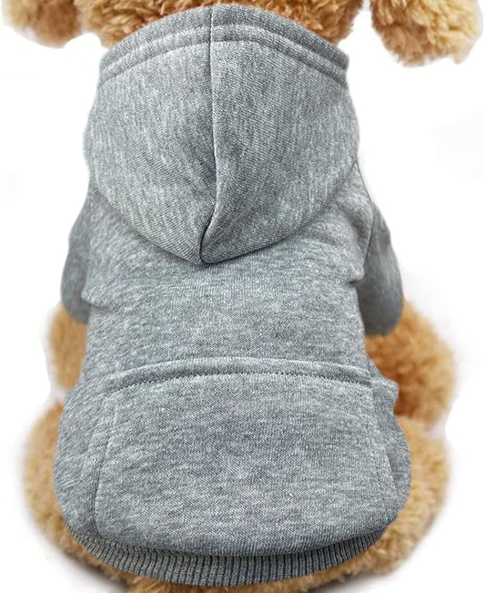 Jecikelon Winter Dog Hoodie Sweatshirts with Pockets Warm Dog Clothes for Small Dogs Chihuahua Coat Clothing Puppy Cat Custume (Grey, X-Small)
