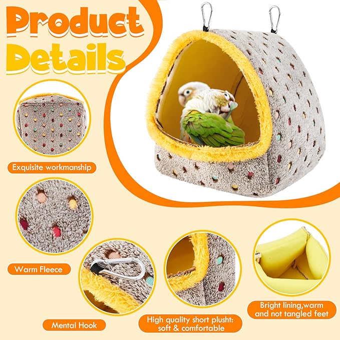 Heated Bird Cage for Large Parrots - 9.8x9.8x11 Inches Warm Bird Bed House with 3-Speed Adjustable Heating Pad, Sturdy Hanging Design for Macaws, African Greys, Amazon Parrots