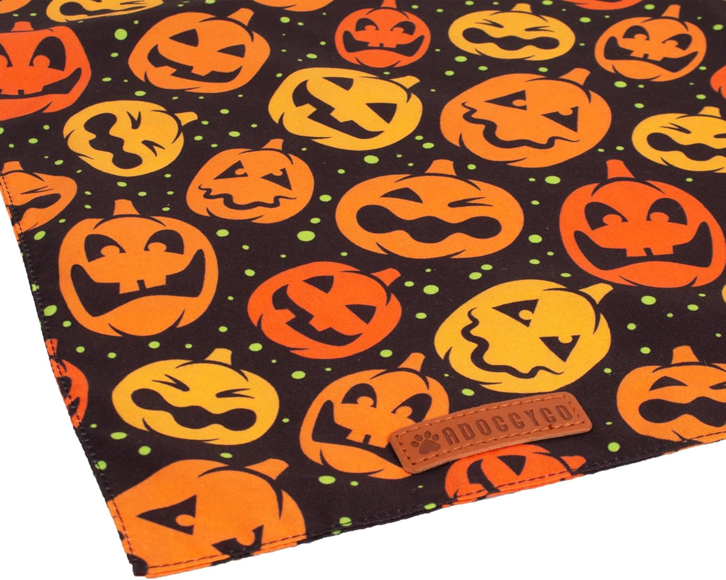 ADOGGYGO Halloween Dog Bandana, Pumpkin Bat Pet Scarf, Premium Durable Fabric, Adjustable Fit Halloween Bandanas for Medium Large Dogs Pets (Large)