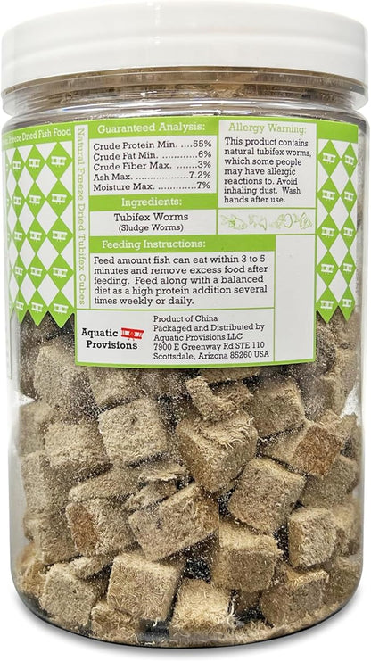 Freeze Dried Tubifex Cubes 3 oz, Fish Food for Freshwater and Marine Aquarium Fish
