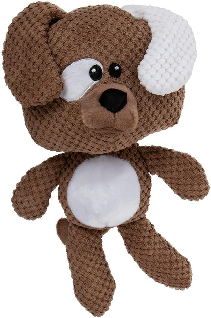 goDog Checkers Dog Squeaky Plush Dog Toy, Chew Guard Technology - Brown, Large