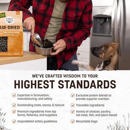 Earth Animal Wisdom Air Dried Dog Food - from The Soil Recipe Premium Natural Dry Dog Food for All Adult Breeds - 2 Lbs Bag