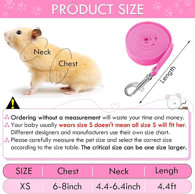 SATINIOR 2 Pieces Guinea Pig Clothes Baby Ferret Rats Hamster Soft Mesh Harness Leash Vest Set with Bell for Guinea Pigs, Hamster, Ferret, Rabbit, Chinchilla and Similar Small Animals(Blue, Pink,XS)