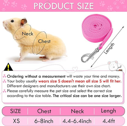SATINIOR 2 Pieces Guinea Pig Clothes Baby Ferret Rats Hamster Soft Mesh Harness Leash Vest Set with Bell for Guinea Pigs, Hamster, Ferret, Rabbit, Chinchilla and Similar Small Animals(Blue, Pink,XS)