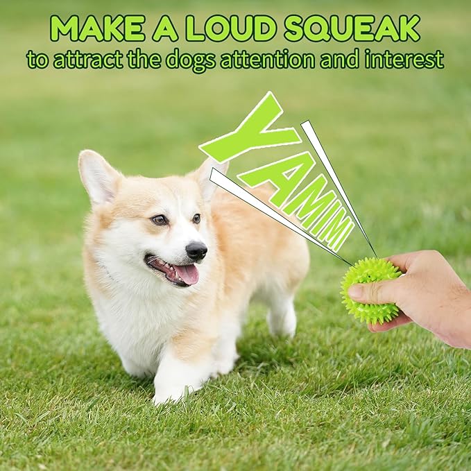 2.5" Squeaky Dog Balls for Small Medium Dogs, 6 Pack Small Dog Chew Toys with Spike, Puppy Toys for Teeth Cleaning and Training (Green 6 Pack)