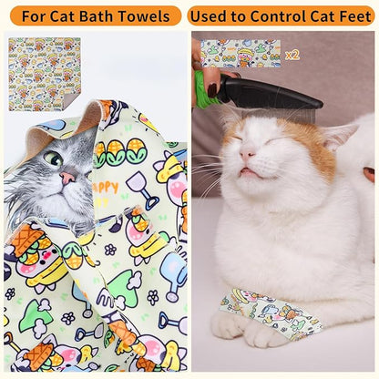 Cat Wrap for Grooming,Cat Wrap for Cutting Nails,Self-Adherent Soft Cat Blanket，Restrain The Cat to Keep Calm,Anti-Bite, Anti-Scratch, Wrap Anti-Escape Grooming Bags for Cats (Within 6lbs)