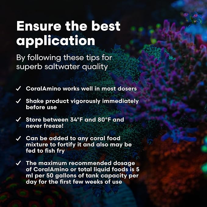 Brightwell Aquatics CoralAmino - Complex of Amino Acids for Corals - Coral Food for Aquarium Coral Growth - Saltwater Aquarium Treatments, 8.45 fl oz
