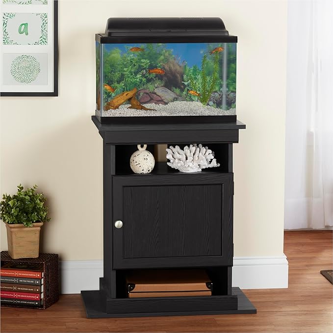 Ollie & Hutch Flipper 10/20 Gallon Aquarium Stand, Black Oak