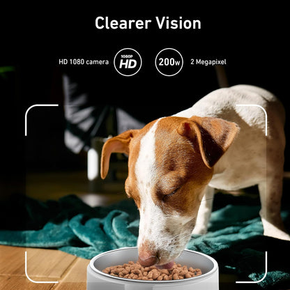 Automatic Dog & Cat Feeder with Camera & WiFi – 8L/34 Cups, 1080P Night Vision, 2.4 & 5G WiFi, 2-Way Talk, 10s Voice Recording, Timed Food Dispenser, Up to 99 Portions, 15 Meals Per Day