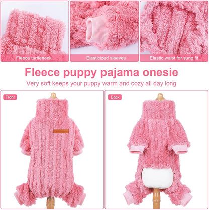 Dog Sweater for Small Dogs, XXS Dog Sweaters Turtleneck Doggie Pajamas Jumpsuits, Small Doggy Clothes Girl Boy, Cold Weather Puppy Onesie Outfits Yorkie Chihuahua Apparel, Rose, XS